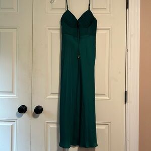 Hello molly dark green satin midi dress